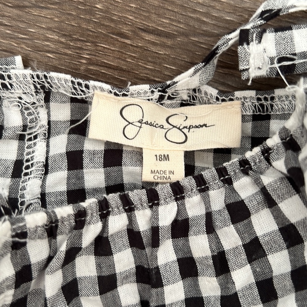 NEW Jessica Simpson Toddler Girls Black & White Gingham Plaid Romper - Size 18M - Picture 9 of 12